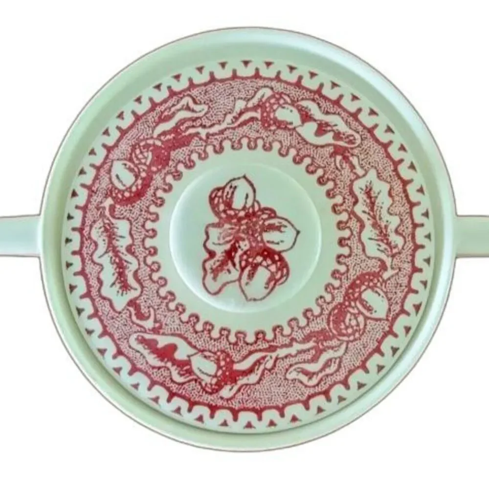 Vintage Royal China Memory Lane Red Ironstone Cream & Lidded Sugar Bowl (LF)
